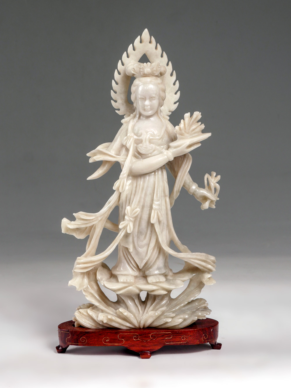 CARVED CHINESE WHITE JADE QUAN YIN  36f820