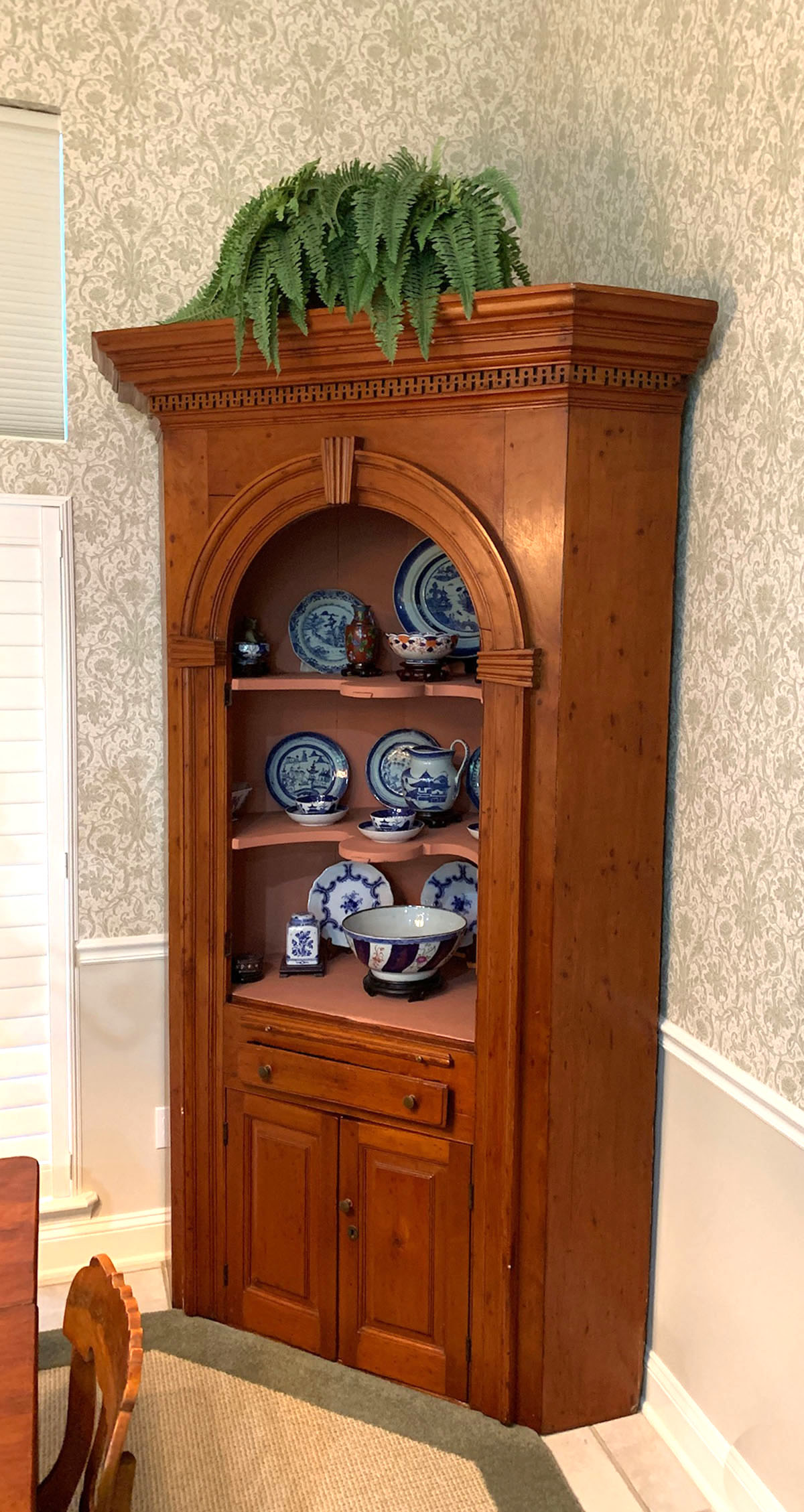 EARLY CHERRY CORNER CUPBOARD Early 36f83a