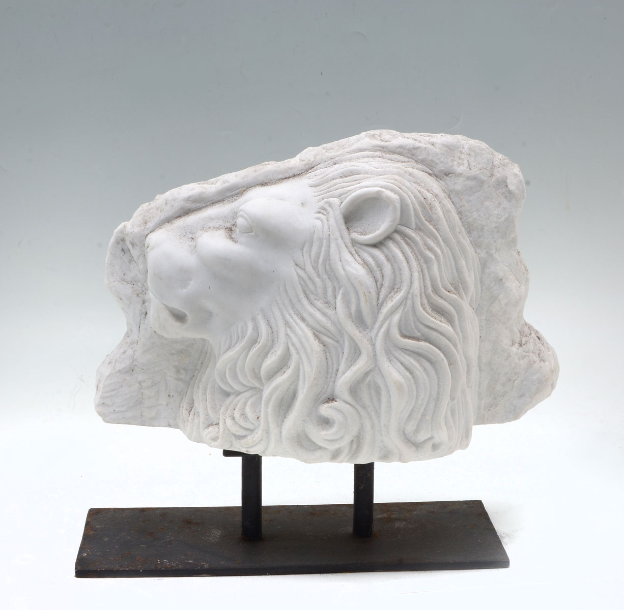 CARVED MARBLE LION SCULPTURE BY 36f84b