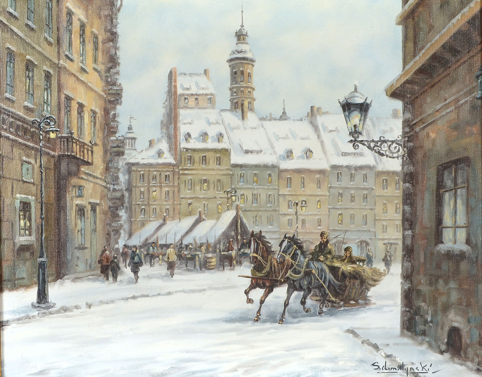 POLISH WARSAW SLEIGH PAINTING  36f85c