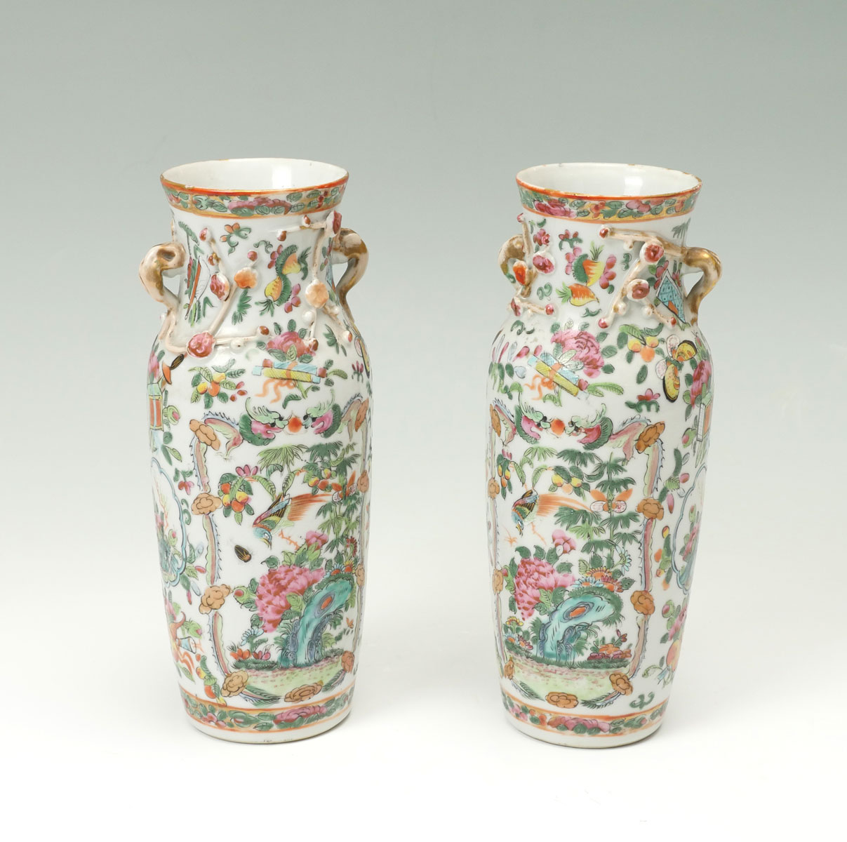 PAIR OF CHINESE FAMILLE ROSE VASES: