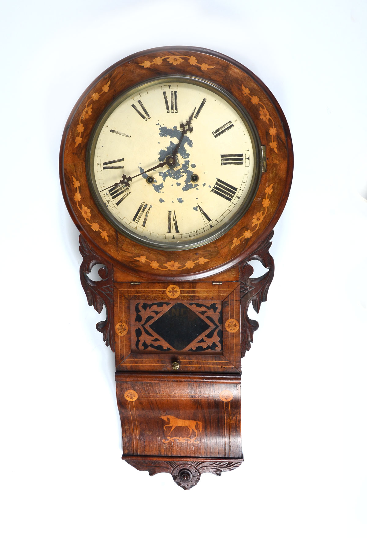 MARQUETRY INLAID WALL CLOCK Anglo 36f8e9