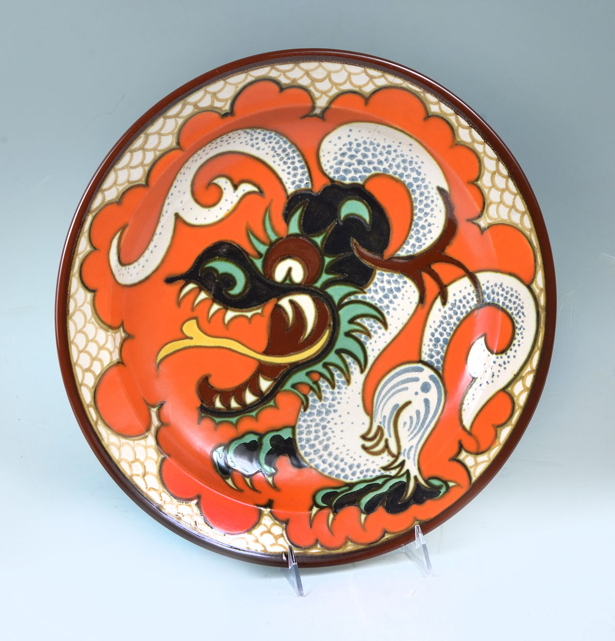 DRAGON GOUDA CHARGER: Large 1930's