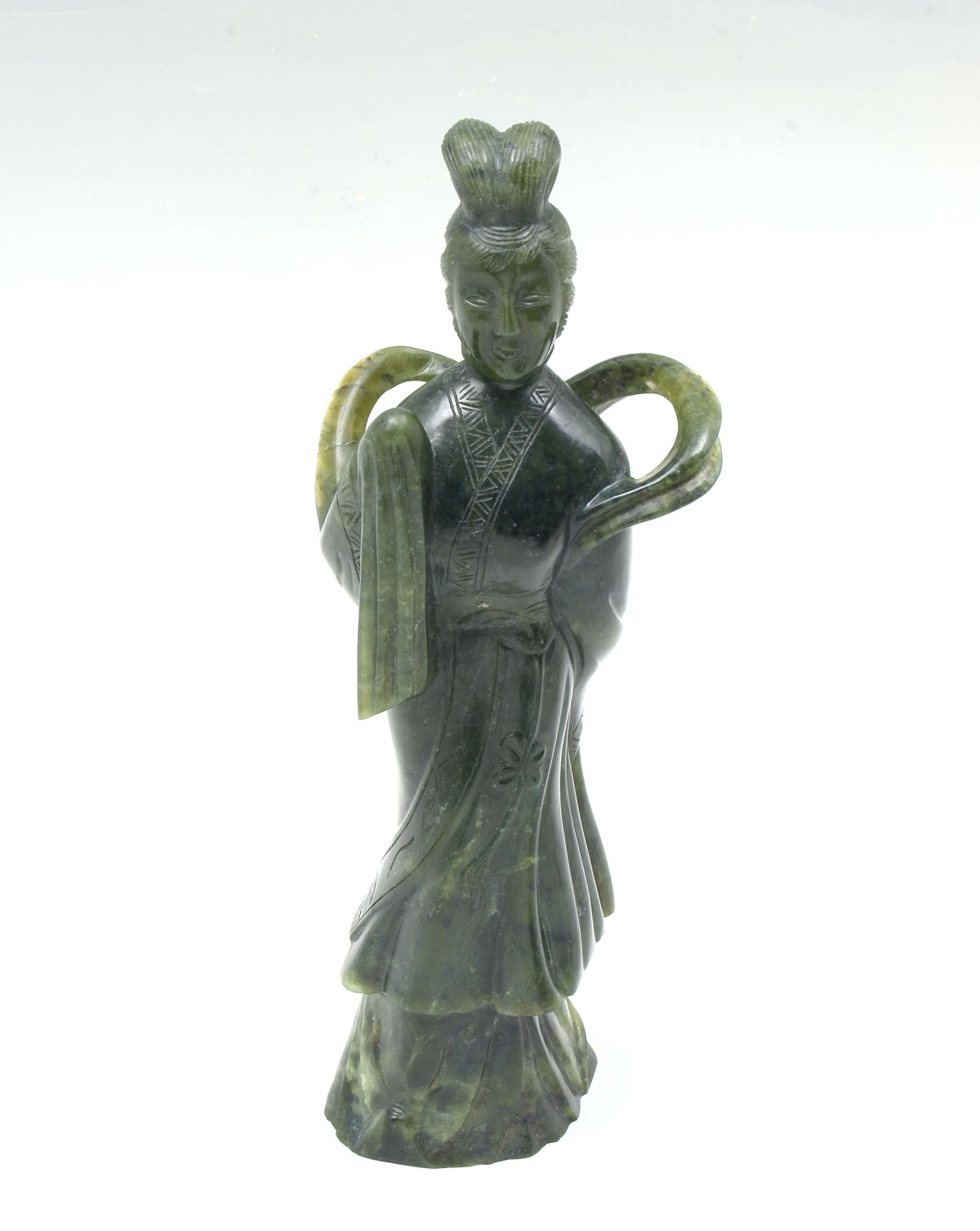 SPINACH JADE KWAN YIN Carved Qing 36f924