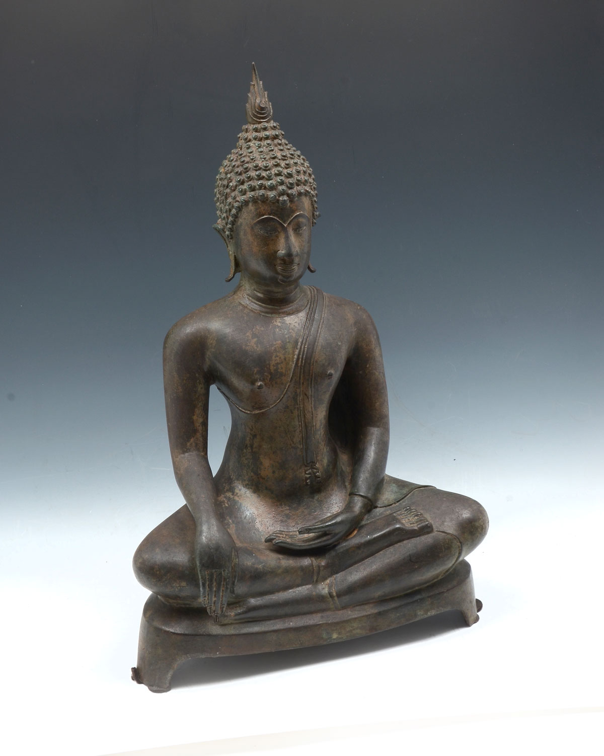 CAST BRONZE THAI RESTING BUDDHA: