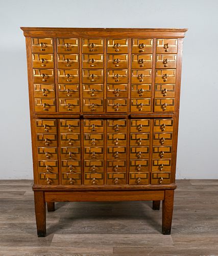 OAK LIBRARY CARD CATALOG CABINETOak