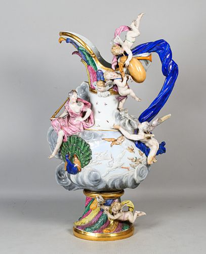 MEISSEN PORCELAIN EWER, WIND19th