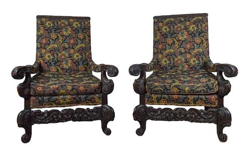 PAIR OF BAROQUE CARVED NEEDLEPOINT 36fbba