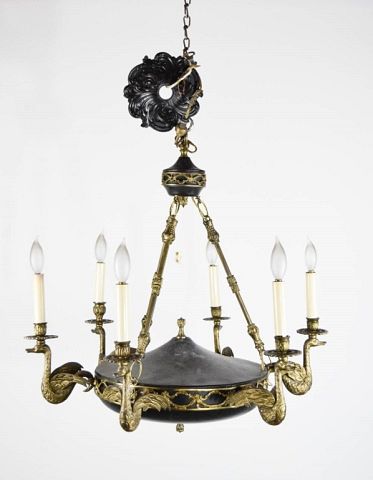 BRASS AND BLACK CHANDELIER WITH 36fc5d
