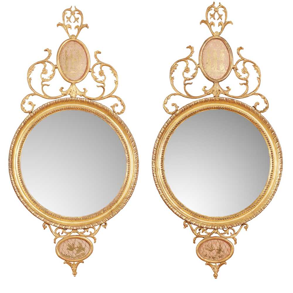 PAIR OF GEORGE III GILT AND VERRE