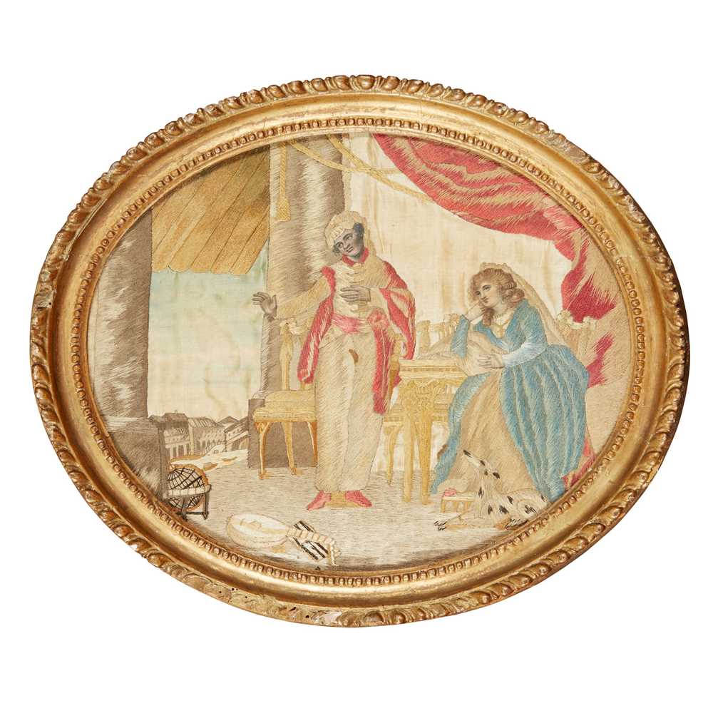 GEORGIAN NEEDLEWORK PANEL DEPICTING