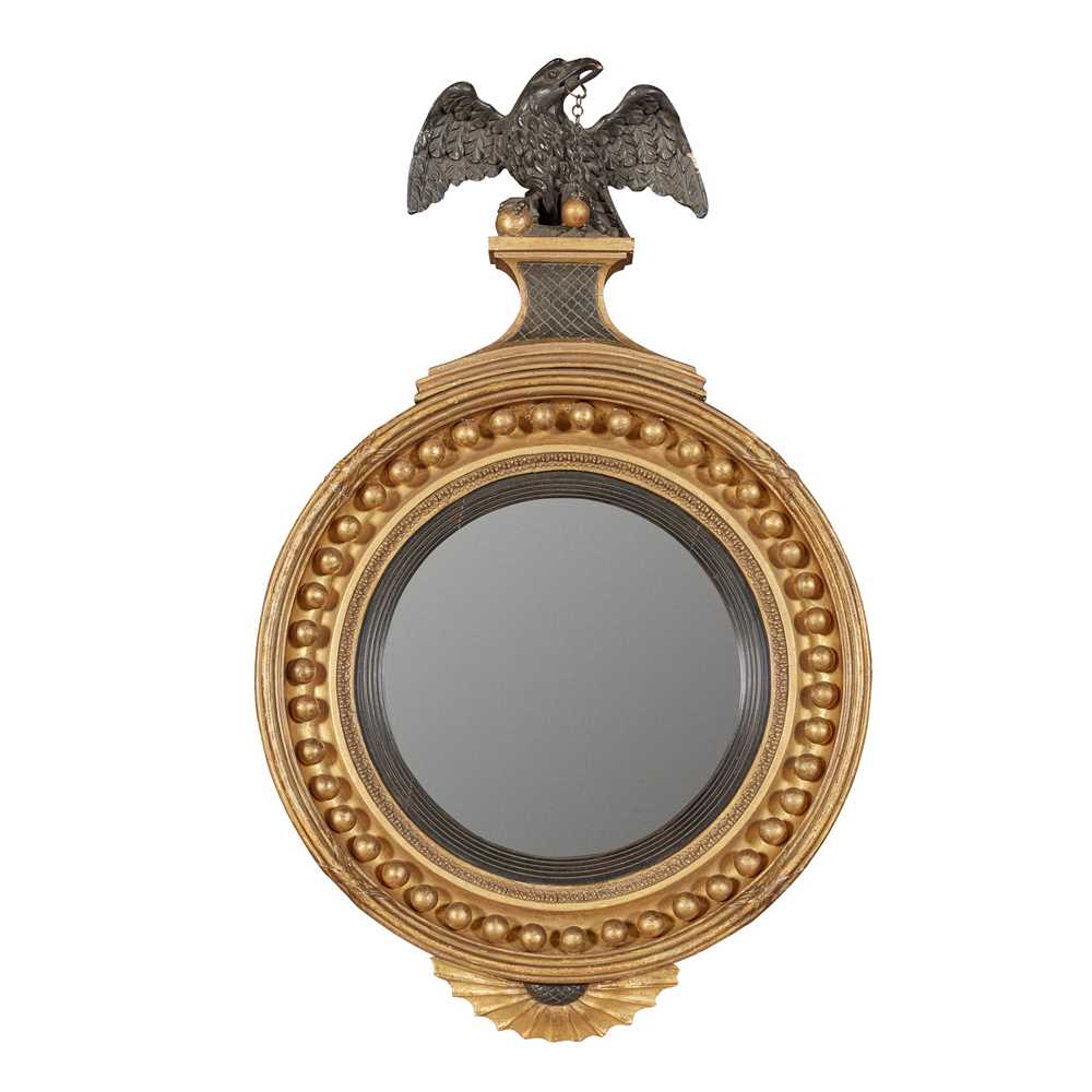 REGENCY GILTWOOD AND EBONISED CONVEX