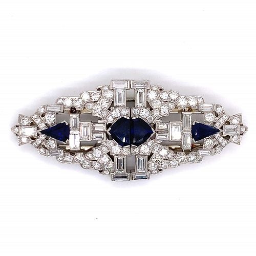 ART DECO PLATINUM DIAMOND AND SAPPHIRE