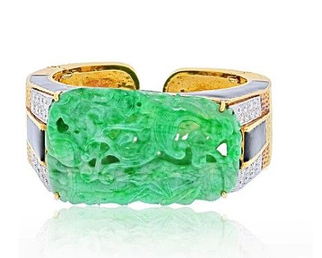 DAVID WEBB PLATINUM 18K JADE CUFF