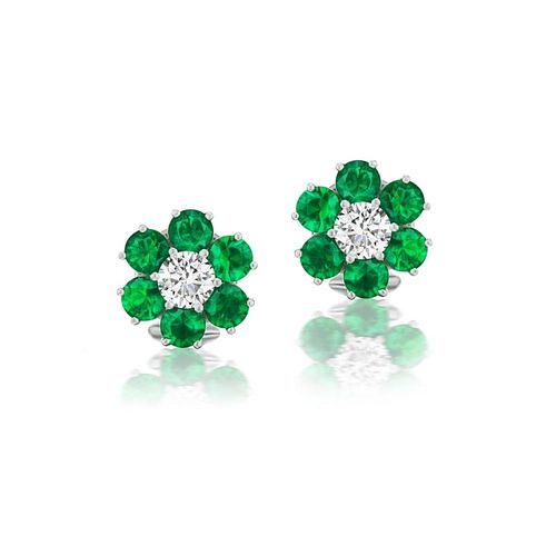 CHARMING EMERALD AND DIAMOND EARRINGSCHARMING 372599