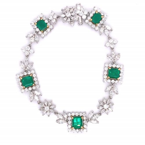 7.00 CT. DIAMOND AND EMERALD BRACELET7.00