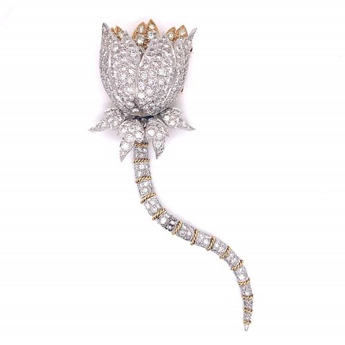 15.50 CT. DIAMOND FLOWER BROOCH15.50