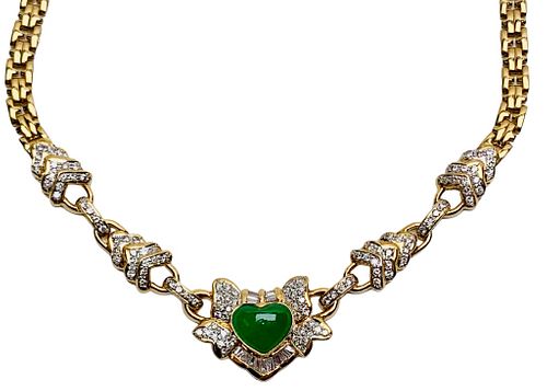 18K JADE AND DIAMOND NECKLACE18K 372621