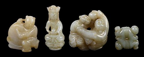 GROUP OF FOUR CHINESE CARVED JADE 372664