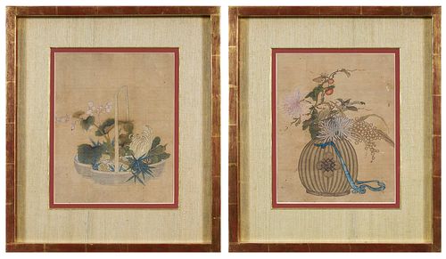 TWO FRAMED CHINESE PAINTINGS ON