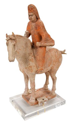 TANG DYNASTY POTTERY HORSE AND