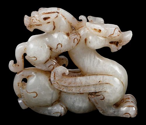 CHINESE JADE MOTHER DRAGON WITH