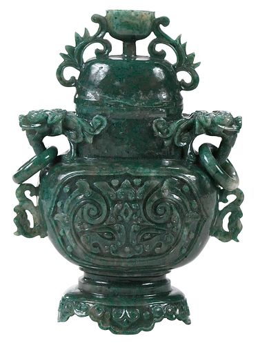 CHINESE LIDDED JADE ARCHAIC STYLE