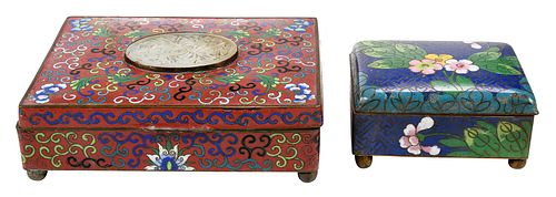 TWO CHINESE LIDDED CLOISONNE BOXESeach 372674
