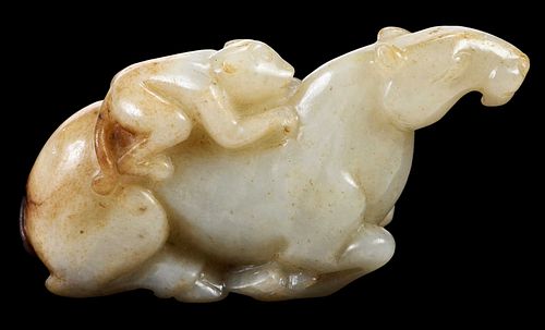 CHINESE CARVED JADE HORSE WITH 372681