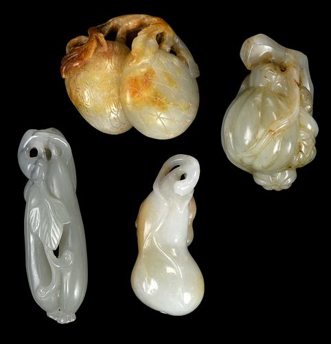 GROUP OF FOUR CHINESE CARVED JADE 372684