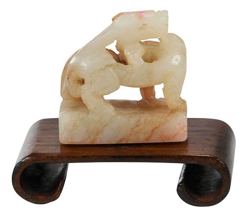 CHINESE CARVED JADE DRAGON SEALwhite 37269c