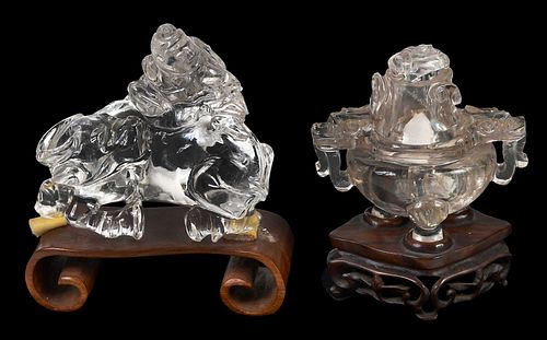 TWO CHINESE ROCK CRYSTAL CARVED