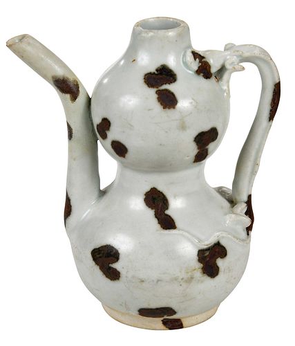 CHINESE DOUBLE GOURD POTTERY OIL 3726b1