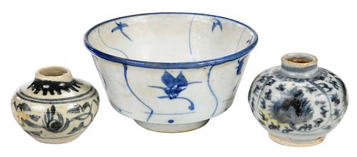 TWO CHINESE BLUE AND WHITE PORCELAIN