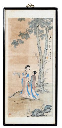 FRAMED CHINESE INK AND COLOR PAINTINGQing 3726d8