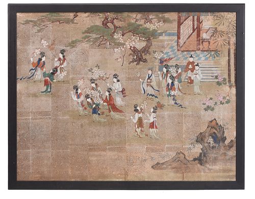 FRAMED CHINESE PAINTED PANEL19th