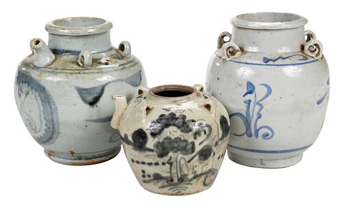 THREE CHINESE PORCELAIN WINE POTSprobably 3726f0