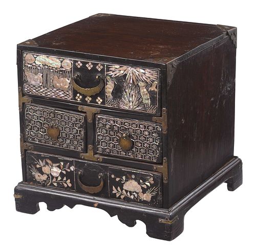 KOREAN MOTHER OF PEARL INLAID WOOD CHESTJoseon