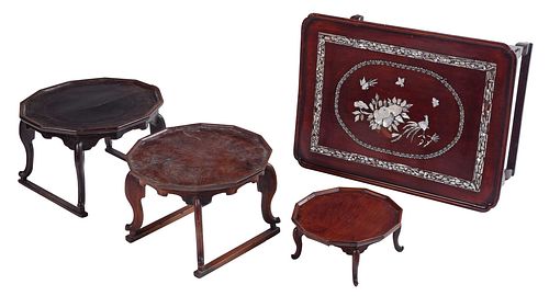 FOUR KOREAN CARVED WOOD STANDSJoseon