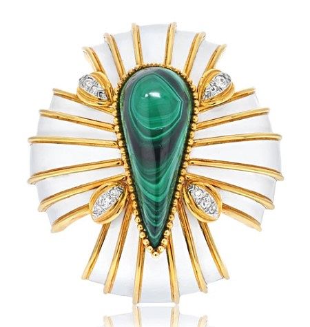 DAVID WEBB ENAMEL MALACHITE MALTESE 372744