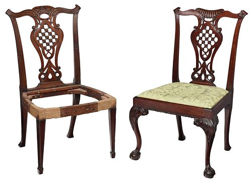 TWO SIMILAR GEORGE III CARVED MAHOGANY 372766