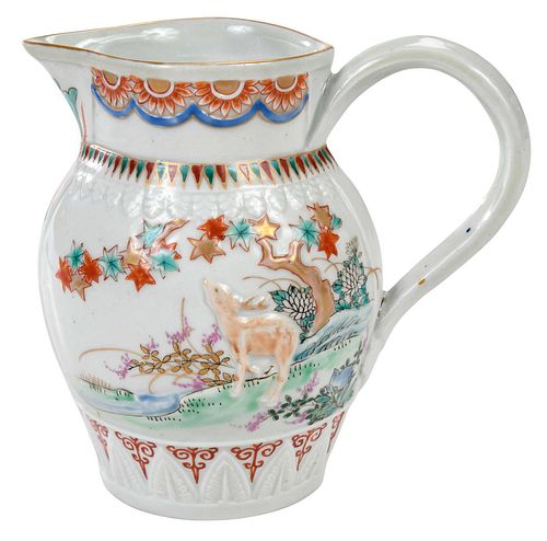 CHINESE EXPORT PITCHER WITH DEER 37276a