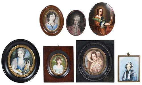 SEVEN PORTRAIT MINIATURES OF WOMEN 19th 20th 372776