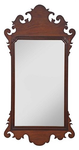 CHIPPENDALE FIGURED MAHOGANY MIRRORprobably 372784