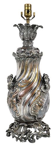 SILVER PLATE URN FORM LAMP20th