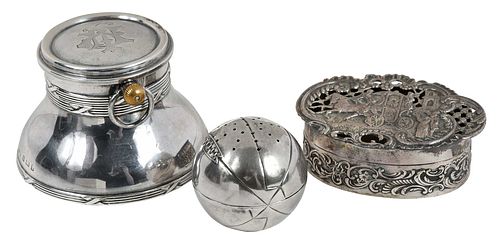 THREE ENGLISH SILVER NOVELTY ITEMSlate