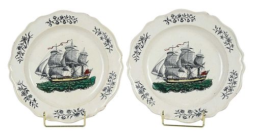 PAIR OF LIVERPOOL CREAMWARE PLATES 3727a3