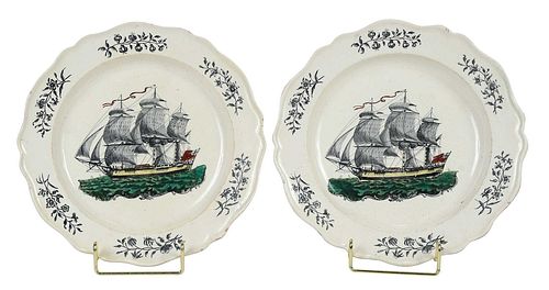 PAIR OF LIVERPOOL CREAMWARE PLATES