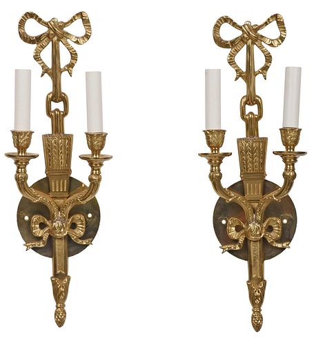 PAIR OF LOUIS XVI STYLE BRASS SCONCES20th 3727c6