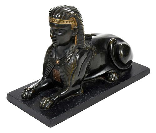 GRAND TOUR BRONZE SPHINX ON SLATE